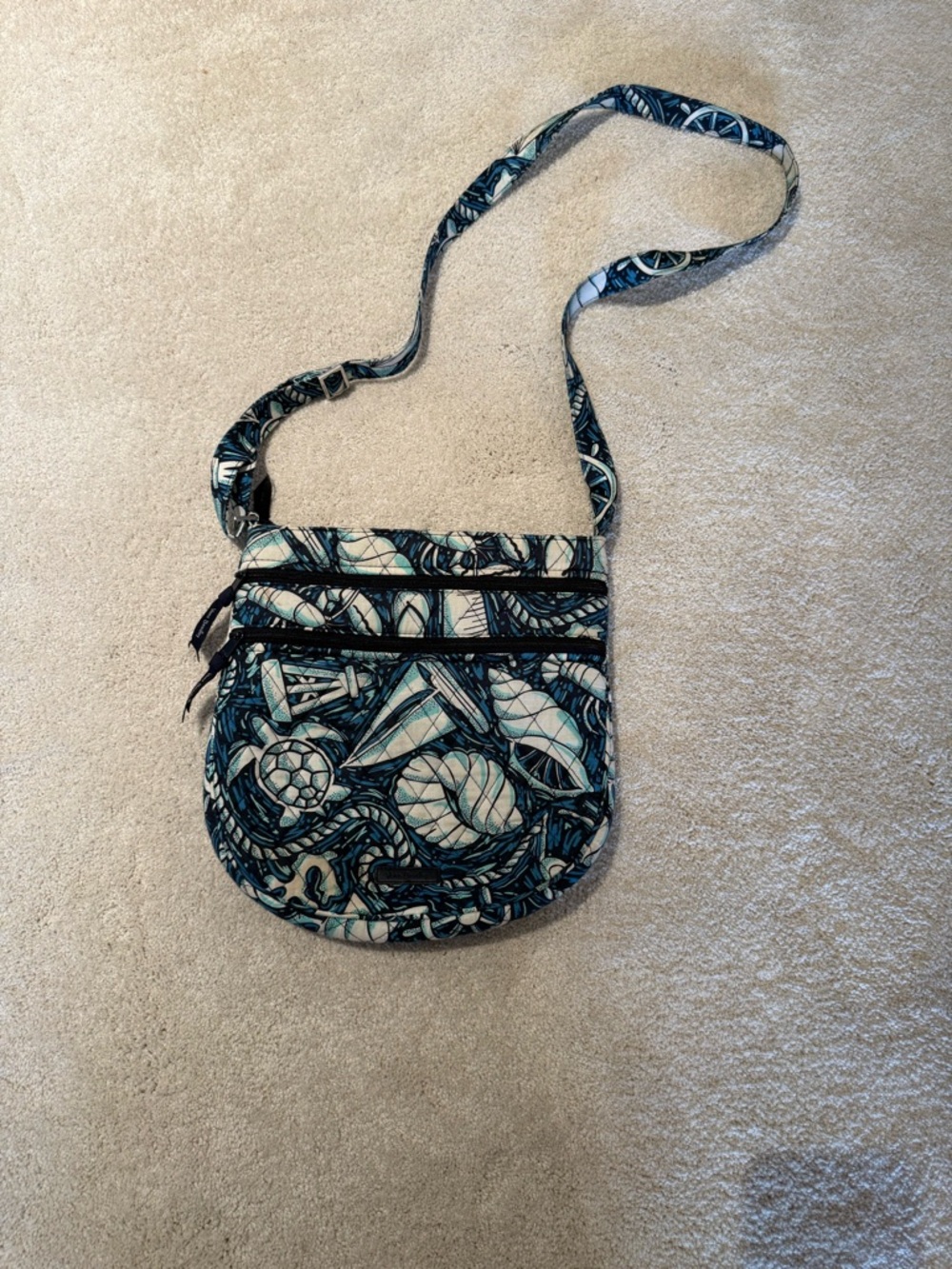 Vera Bradley Teal & Cream Patterned Crossbody Bag